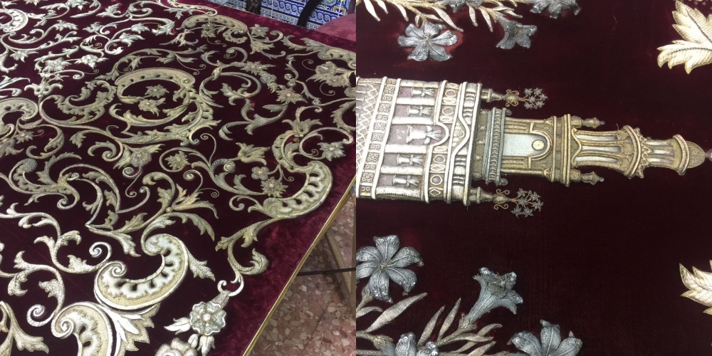 Termina la limpieza del techo de palio de San Roque