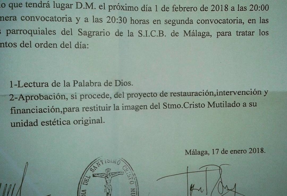 La Cofradía del Mutilado decidirá si se le restituyen las piernas al Cristo
