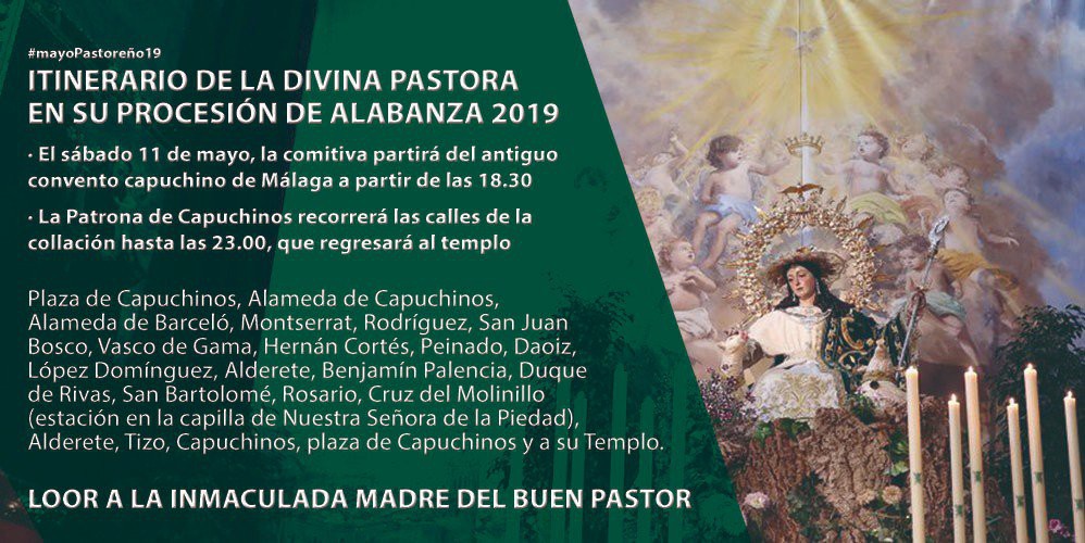 Mañana sábado procesión de Alabanza de la Divina Pastora